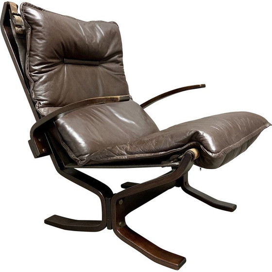 Image 1 of Scandinavische vintage leren fauteuil van Ingmar Relling, 1950