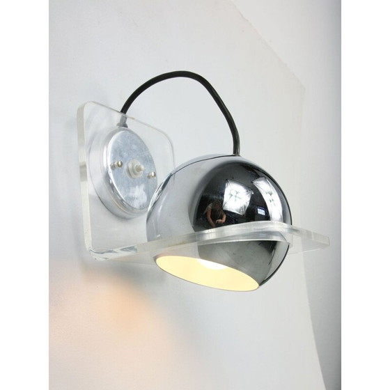 Image 1 of Vintage Italiaanse chromen wandlamp Eyeball