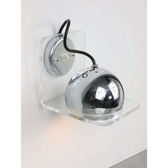 Image 1 of Vintage Italiaanse chromen wandlamp Eyeball