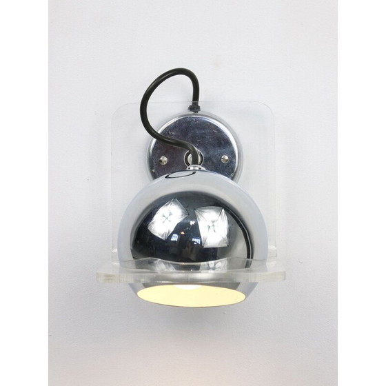 Image 1 of Vintage Italiaanse chromen wandlamp Eyeball