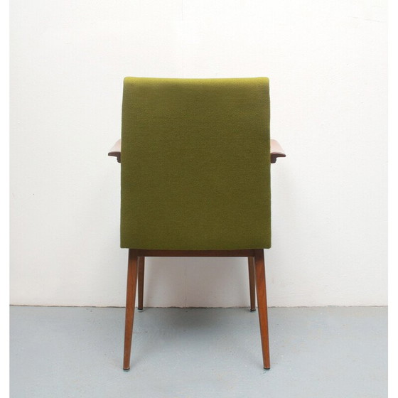 Image 1 of Vintage fauteuil in kersenhout en groene stof, jaren 1950