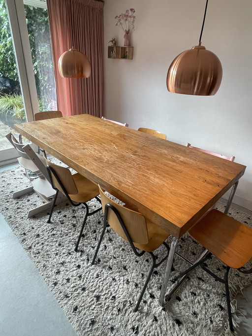 Mooie Grote Zuiver Eettafel Eiken 220 X 100 Cm 