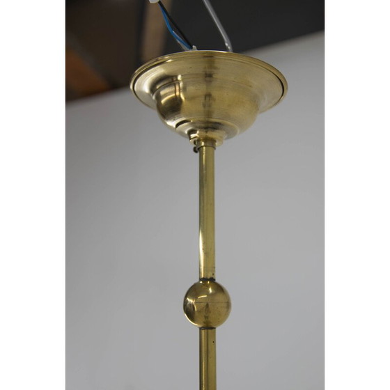 Image 1 of Art Deco vintage hanglamp van messing en glas, jaren 1930