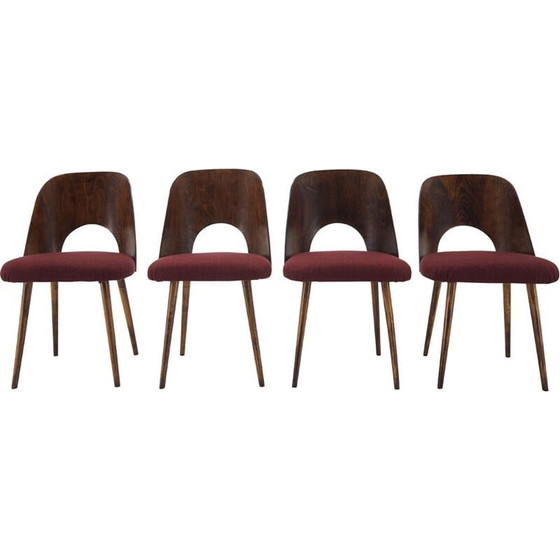 Image 1 of Set van 4 vintage Oswald Haerdtl beukenhouten eetkamerstoelen voor TonThonet, Tsjecho-Slowakije 1960