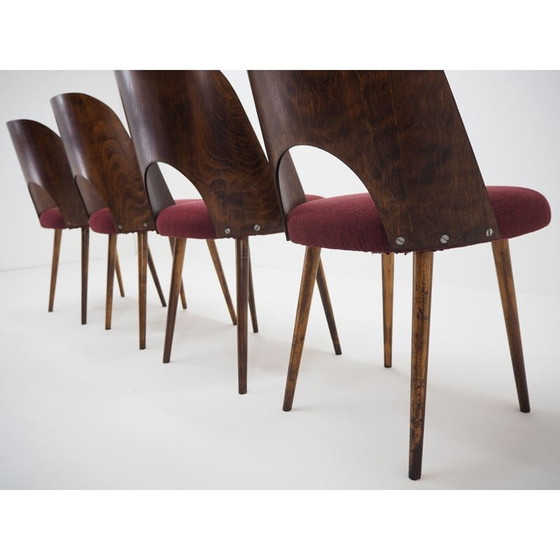 Image 1 of Set van 4 vintage Oswald Haerdtl beukenhouten eetkamerstoelen voor TonThonet, Tsjecho-Slowakije 1960