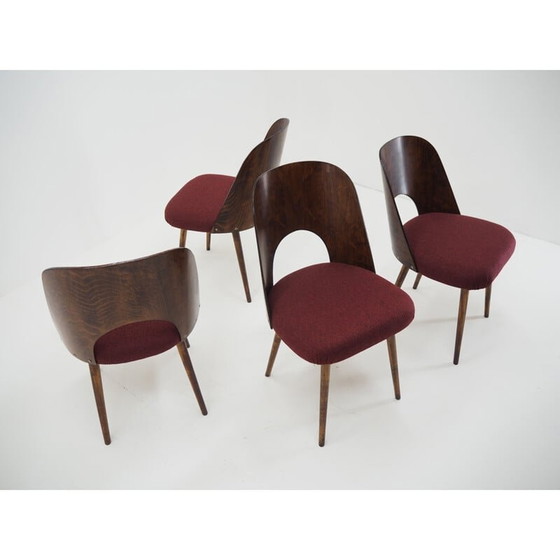 Image 1 of Set van 4 vintage Oswald Haerdtl beukenhouten eetkamerstoelen voor TonThonet, Tsjecho-Slowakije 1960