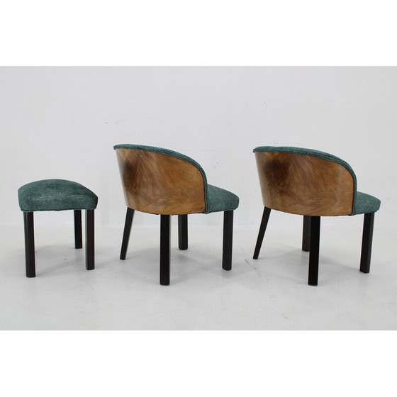 Image 1 of Paar vintage stoelen met kruk, Italië 1940