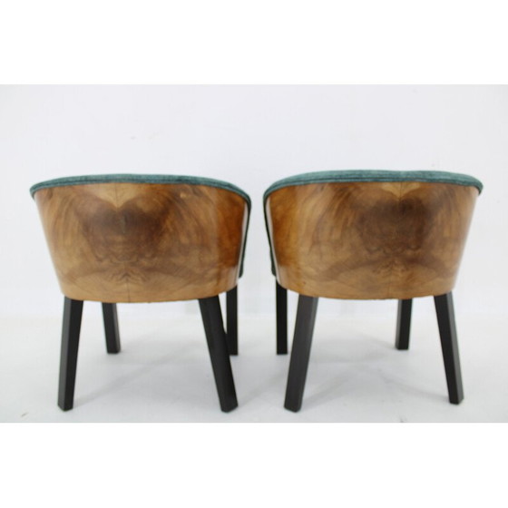 Image 1 of Paar vintage stoelen met kruk, Italië 1940