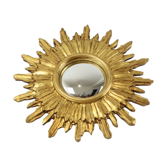 Image 1 of Gouden Sunburst Spiegel Zonnespiegel Hout 