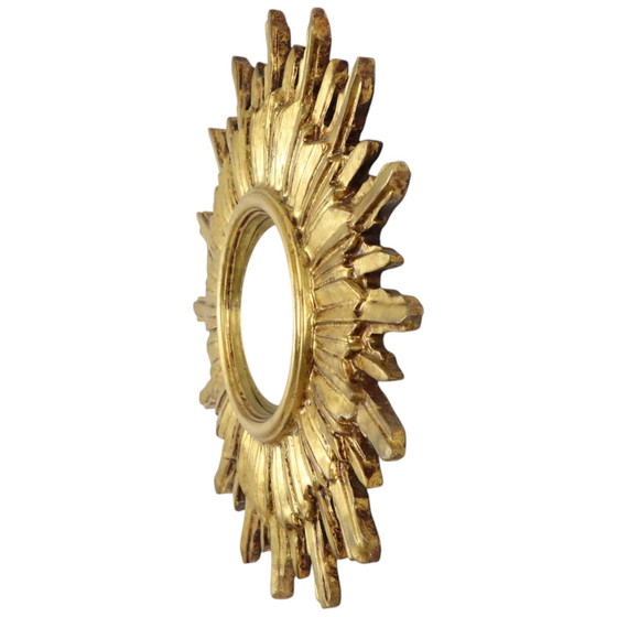 Image 1 of Gouden Sunburst Spiegel Zonnespiegel Hout 