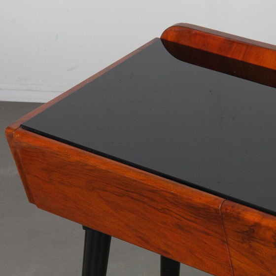 Image 1 of Vintage houten bureau met 2 verdiepingen en glas, 1960