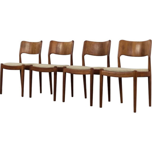 Set van 4 mid-century Deense teakhouten eetkamerstoelen van Glostrup Møbelfabrik, jaren 1960