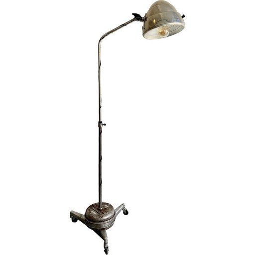 Vintage uitschuifbare medische vloerlamp op wielen, 1930