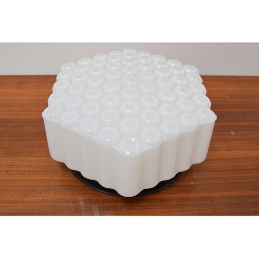 Vintage glazen en metalen plafondlamp, Tsjechoslowakije 1970