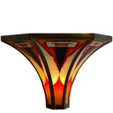 Art Deco / Amsterdamse School - Glas-in-lood wandkandelaar - Brons frame - Meerdere op voorraad