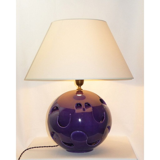 Vintage pruim aardewerk lamp, 1970