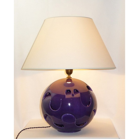 Image 1 of Vintage pruim aardewerk lamp, 1970
