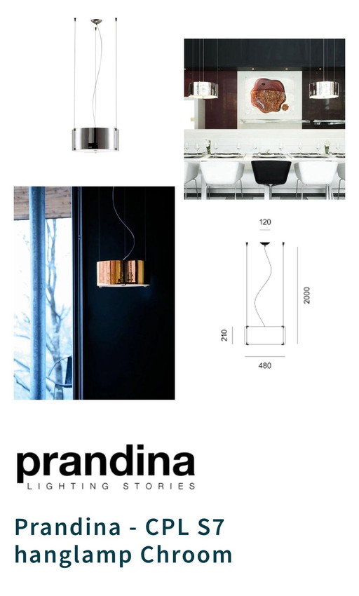 Twee Hanglampen: Merk Prandina, Chroom