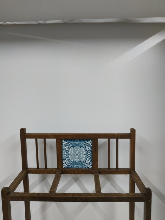 Image 1 of Antieke (Jugendstil) Houten Paraplubak (Handdoekhouder)