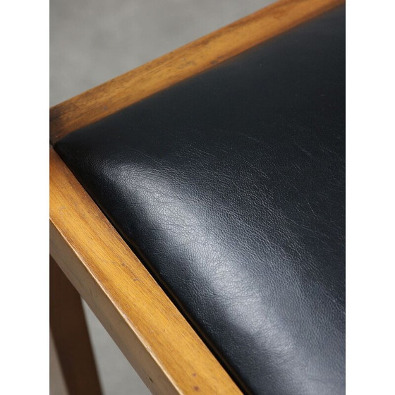 Image 1 of Paar vintage Art Deco fauteuils in hout en zwart kunstleer, Italië