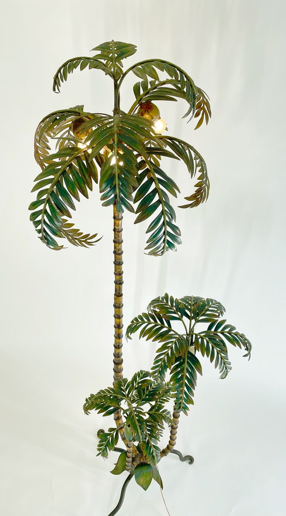 Image 1 of Vintage beschilderde palm vloerlamp