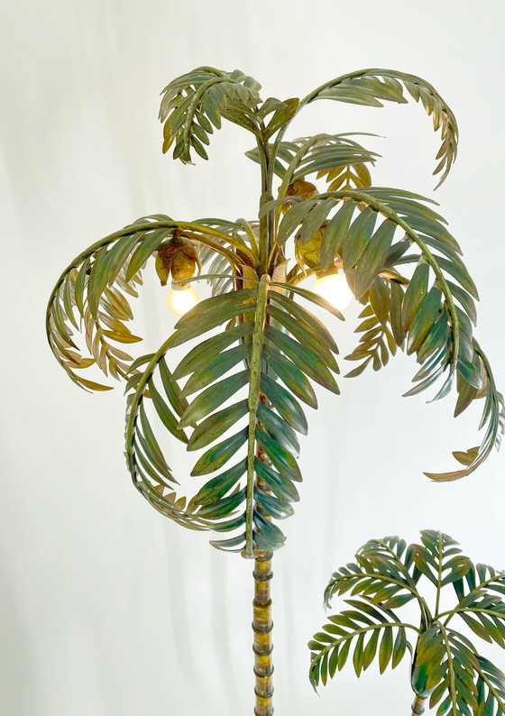 Image 1 of Vintage beschilderde palm vloerlamp