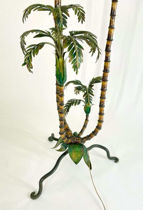 Image 1 of Vintage beschilderde palm vloerlamp