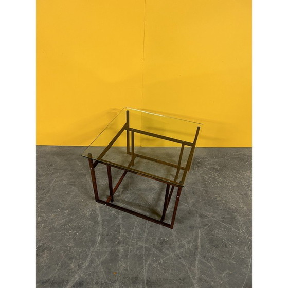 Image 1 of Vintage salontafel van rozenhout en glas, Denemarken 1960