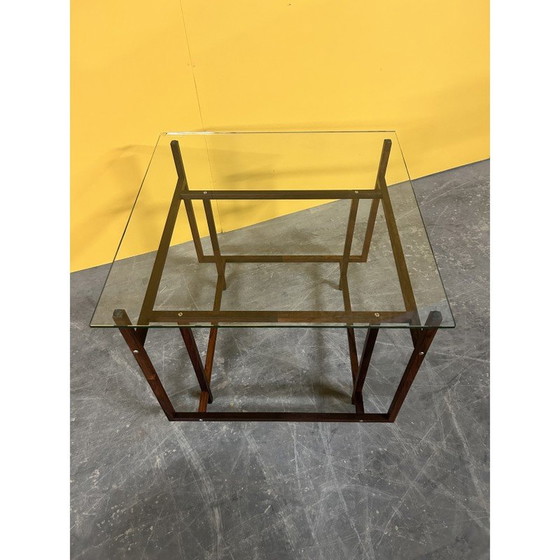 Image 1 of Vintage salontafel van rozenhout en glas, Denemarken 1960