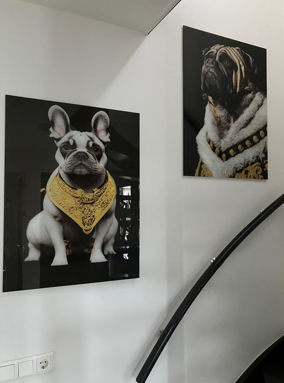 Image 1 of 2x Glasschilderijen DOGS wanddecoratie