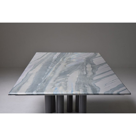 Image 1 of Vintage eettafel in grijs en paars marmer van Pia Manu België 1990