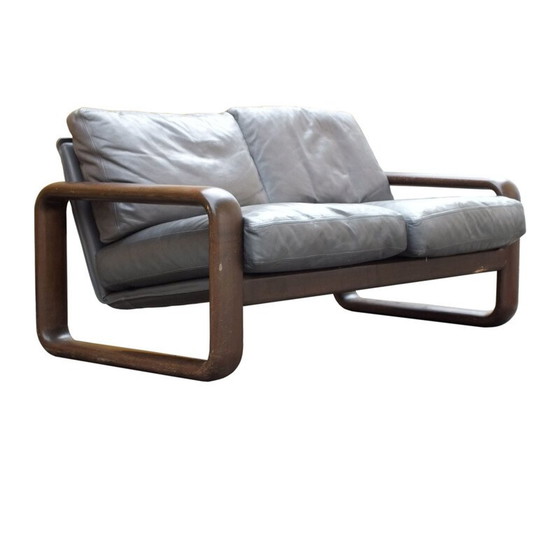 Image 1 of Vintage lederen en houten bankstel van Rosenthal door Burkhard Vogtherr, 1974