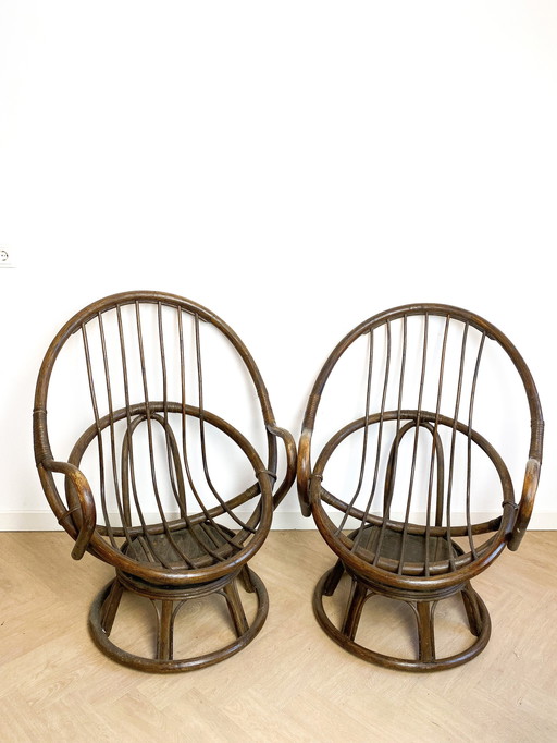 2X Rotan Stoel, Egg Chair