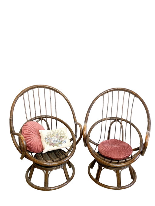 2X Rotan Stoel, Egg Chair