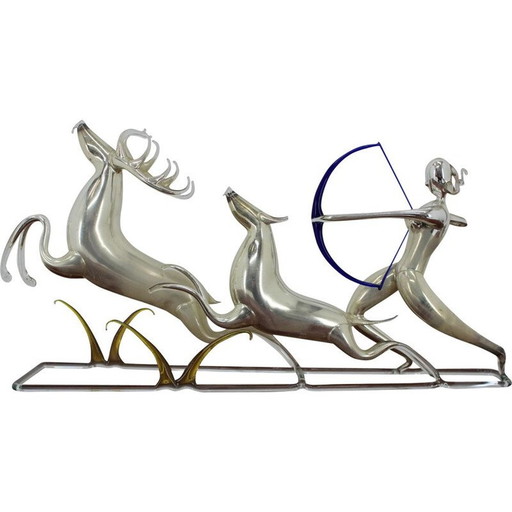 Vintage handgemaakte glazen sculptuur door Jarolsav Brychta, Tsjecho-Slowakije 1950