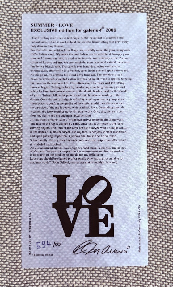 Image 1 of Robert Indiana: "Summer Love". Tapijt. 