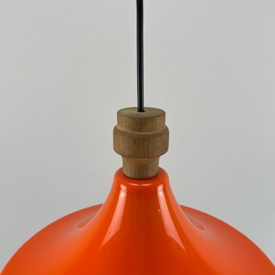 Image 1 of Scandinavische Ufo-vormige hanglamp - Oranje plexiglas, 1970