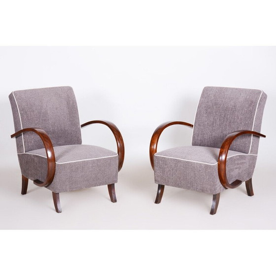 Image 1 of Paar vintage grijze Art Deco fauteuils, jaren 1930