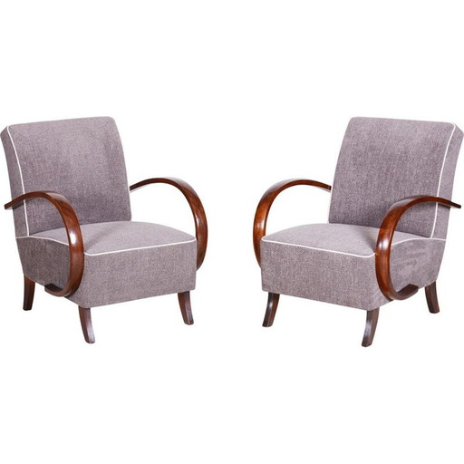 Paar vintage grijze Art Deco fauteuils, jaren 1930