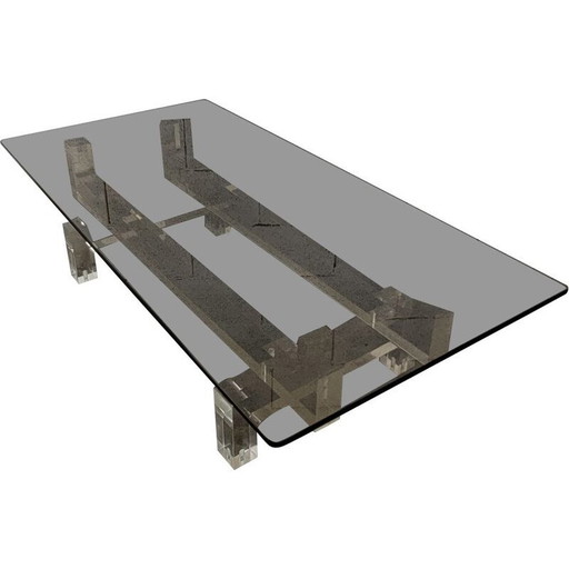 Vintage rookglazen salontafel van Michel Dumas, 1970