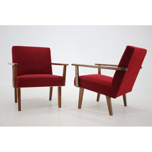 Paar vintage beukenhouten fauteuils, Tsjecho-Slowakije 1960