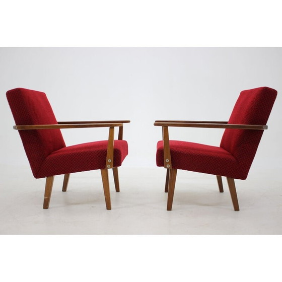 Image 1 of Paar vintage beukenhouten fauteuils, Tsjecho-Slowakije 1960