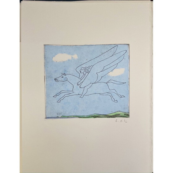 Image 1 of Oude gravure "Pegasus" door François-Xavier Lalanne, Frankrijk 2005
