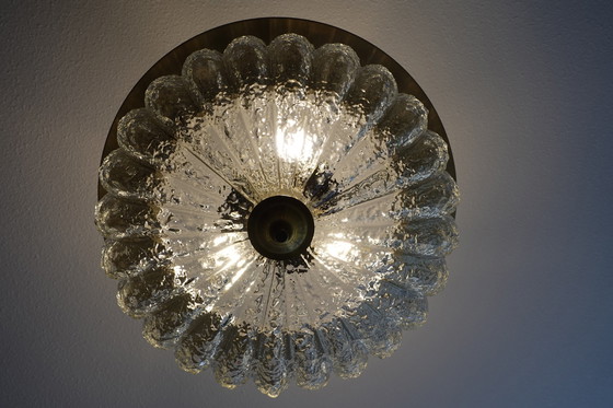 Image 1 of Vintage Glass And Aluminium Hanging Lamp - 1960S