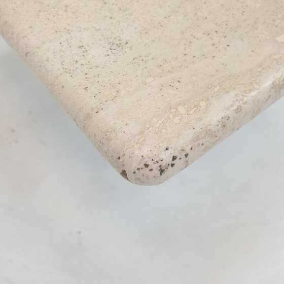 Image 1 of Italiaanse vintage travertijnen salontafel, jaren 1980