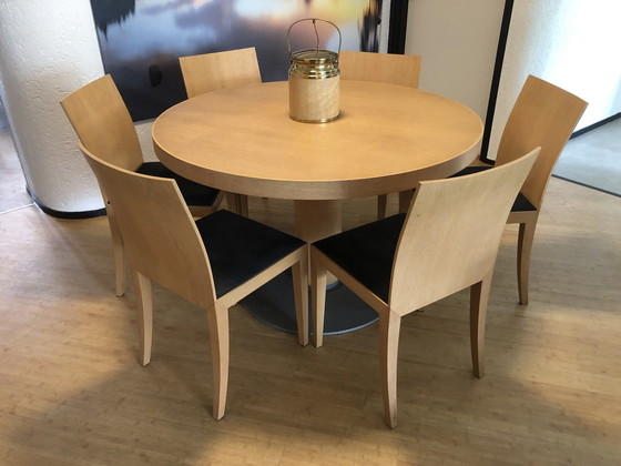 Image 1 of Arco Diabolo Tafel Met 6 Arco Flex Stoelen Licht Eiken