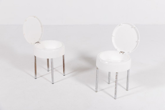 Image 1 of Vintage Italiaanse design opbergkrukjes/badkamerkrukjes 'Capri' van Carrara&Matta