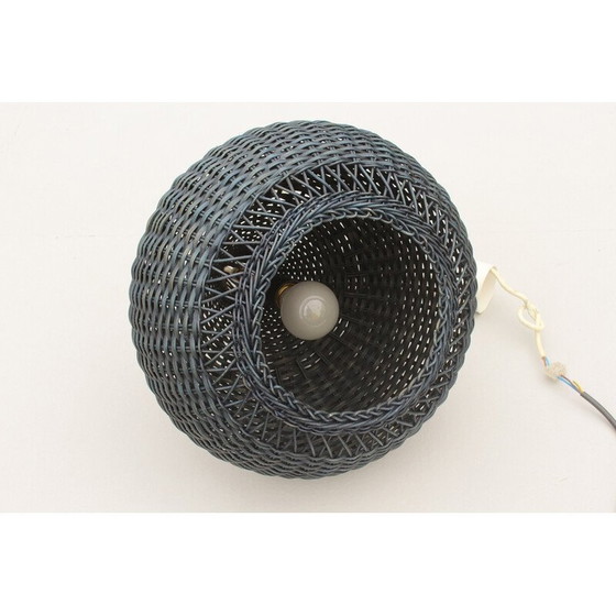 Image 1 of Vintage blauwe rieten hanglamp, jaren 1960