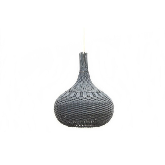 Image 1 of Vintage blauwe rieten hanglamp, jaren 1960
