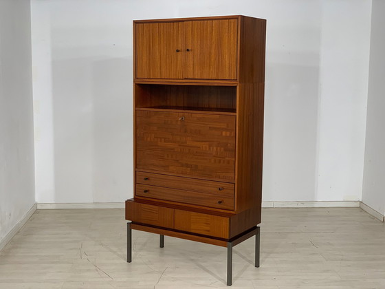 Image 1 of Mid Century hoge kast woonkamer secretaire vintage